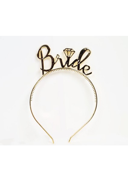 Bride Yazılı Taç ve Bride To Be Yazılı Gözlük Seti Altın Renk