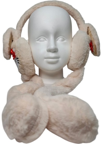 Kız Çocuk Bej Renk Hello Kitty Figürlü Pompalı ve Sesli Oynar Kulak Kışlık Peluş Kulaklık fiyatları