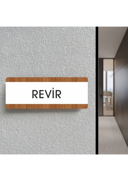 Revir Ofis Departman Kapı İsimliği, Yönlendirme Levhası 26X10 cm Beyaz-Ceviz fiyatları