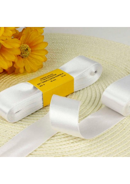 Beyaz 3,8 Cm Saten Kurdela 10 Metre 5 Adet