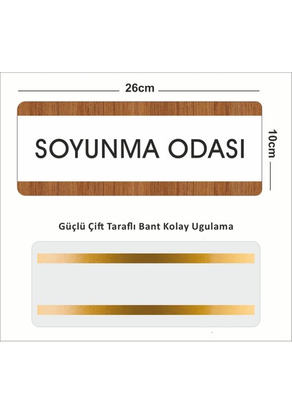 Soyunma Odası Ofis Departman Kapı İsimliği, Yönlendirme Levhası 26X10 cm Beyaz-Ceviz