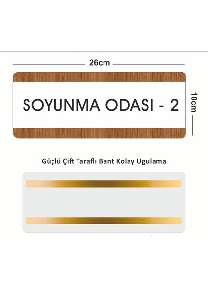 Soyunma Odası 2 Departman Kapı İsimliği, Yönlendirme Levhası 26X10 cm Beyaz-Ceviz modelleri