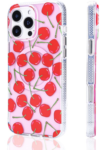Apple iPhone 16 Pro Max Uyumlu Kılıf Magsafe Şarj Özellikli Stilo Kapak-Pembe