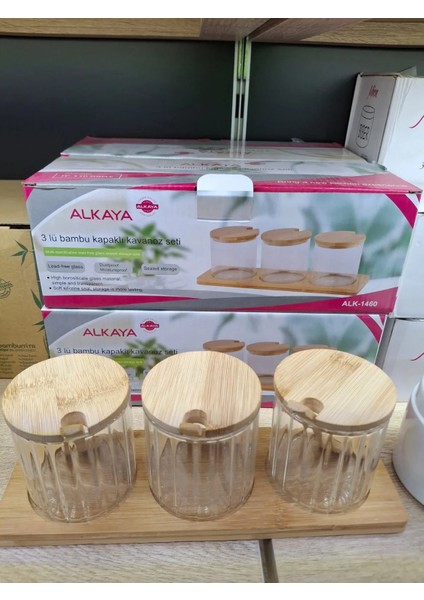 3 Lü Bambu Kapaklı Baharatlık