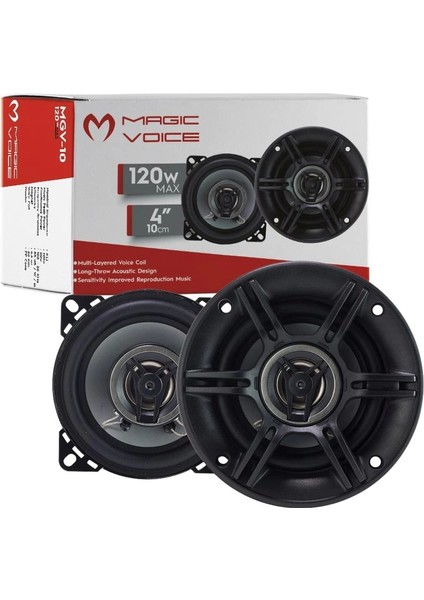 10 cm 120 Watt Kapaklı Tweeterlı Hoparlör (2li Takım) (4172)