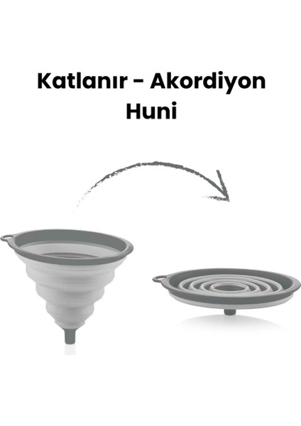 Katlanabilir Huni Akordiyon Huni, Yer Kaplamaz Silikon, Kolay Kullanım Silikon Huni