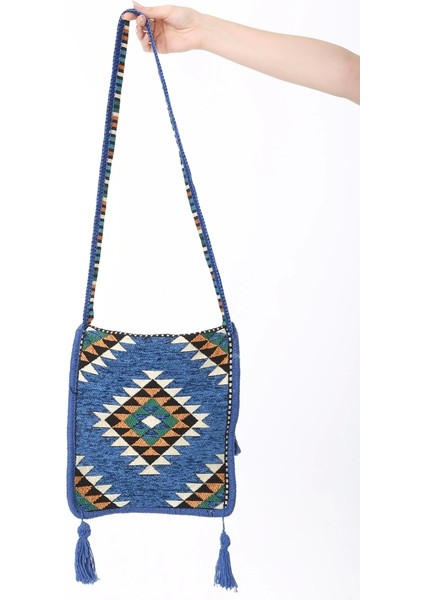 Mavi Kilim Motifli Heybe Çanta modelleri