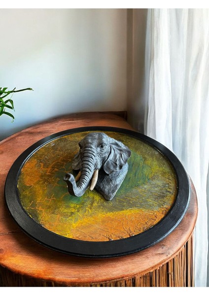 3D Epoksi Fil Figürlü El Yapımı Dekoratif Duvar Panosu