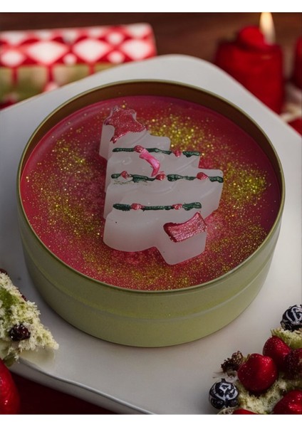 Işıltılı Çam Ağacı Şeklinde Yılbaşı Temalı Dekoratif Parlak Kokulu Mum