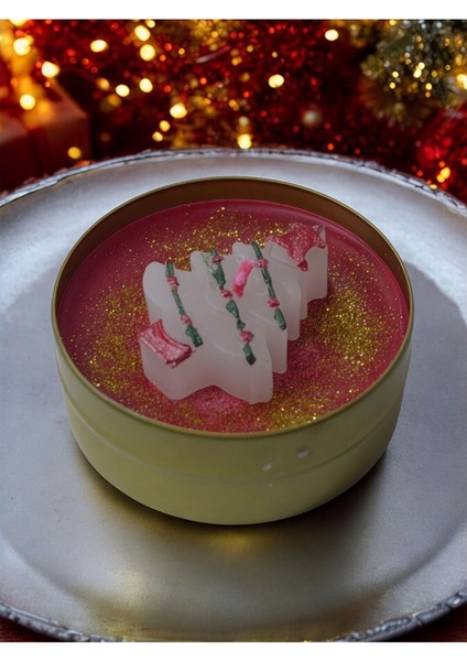 Işıltılı Çam Ağacı Şeklinde Yılbaşı Temalı Dekoratif Parlak Kokulu Mum modelleri