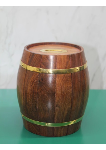 Pirinç Ahşap Fıçı Kumbara 1996 - MCT2375-8661