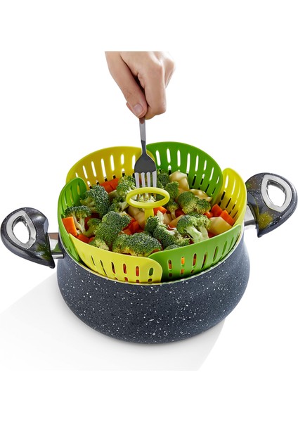 Plastik Katlanır Buharda Pişirme Aparatı Sağlıklı Haşlama Sepeti (4767) - MCT6147-6063
