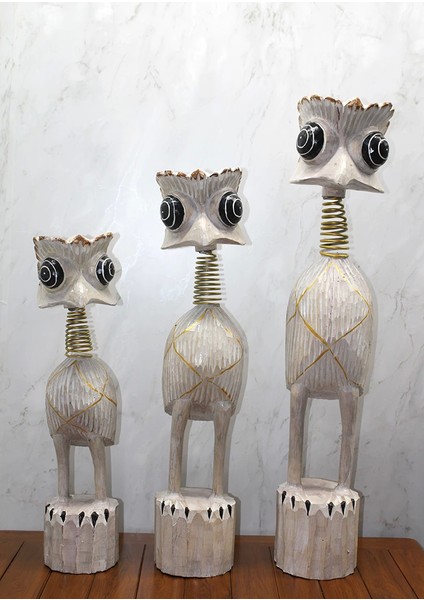 Ahşap 3'lü Deve Kuşu Seti 90 cm y:7 - MCT3863-8137