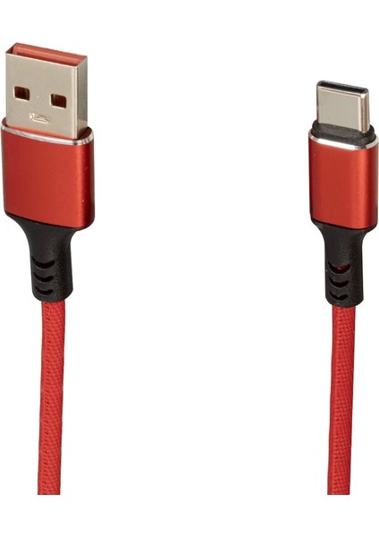 WK-22024 USB To Type-C Örgülü Kırmızı Şarj Kablosu (No:14) (4172)