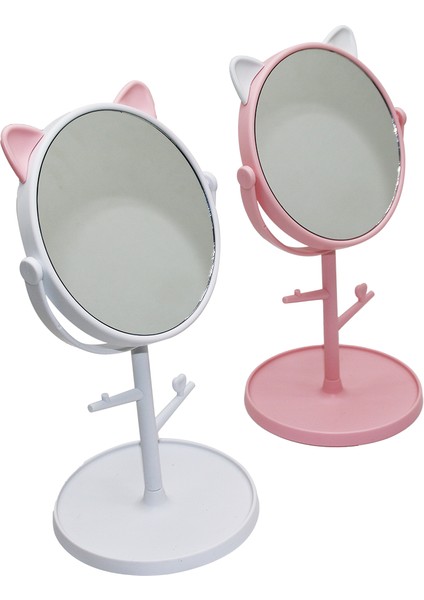 6&amp;quot; - Plastik Yuvarlak - Kulaklı Organizerli - Takı Askılı Makyaj Aynası - MCT5651-9796