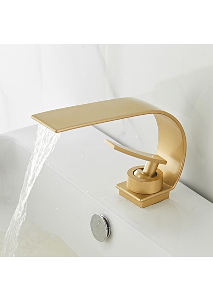 Şelale Banyo Bataryası Seramik Valf Tek Kollu Modern Stil Pirinç Mikser Musluk Gold Lavabo Bataryası
