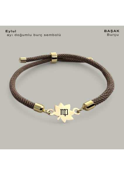 Özel Yaprak Figürlü, Kahverengli Örgülü Det Ayıyla 14 Ayar Altın Plakalı Astroloji Burçlar Bilekliği, Astroloji Tutkunlarına, Gençlere ve Ergenlere Özel Bir Hediye!