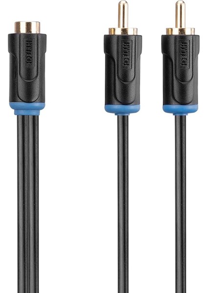 - HY-B105, Stereo F To 2 Rca M Kablosu, 0.3 M, Siyah