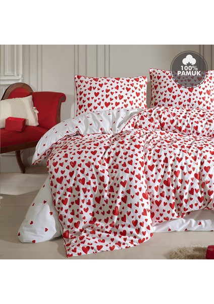 Love %100 Pamuk Çift Kişilik Biyeli Çift Taraflı Nevresim Takımı