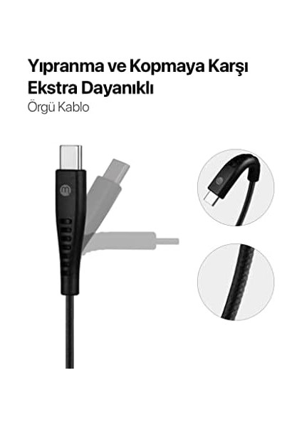 By Usb-A - Usb-C 2A Şarj Kablosu 300CM-SIYAH