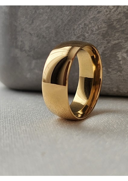 Alyans Yüzük Çelik Bombeli 8 mm Gold