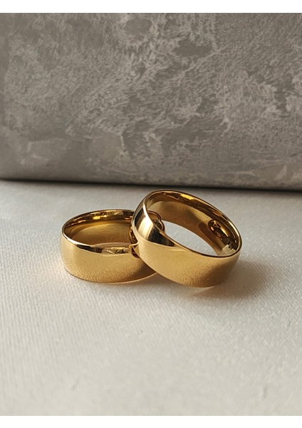 Alyans Yüzük Çelik Bombeli 8 mm Gold fiyatları
