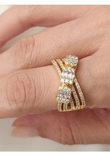 Dorika Baget Taşlı Yüzük Gold Çelik fiyatları