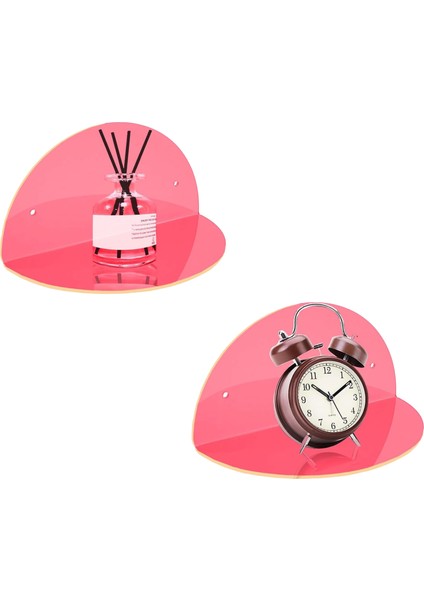 Oval 2'li Duvar Raf (Transparan Neon Pembe)