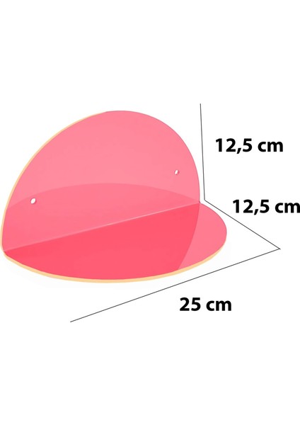 Oval 2'li Duvar Raf (Transparan Neon Pembe)