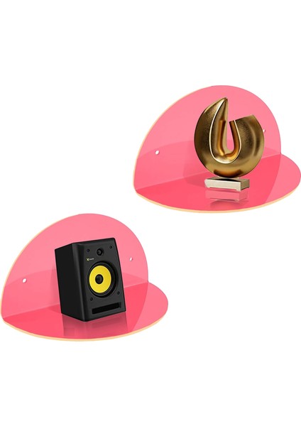 Oval 2'li Duvar Raf (Transparan Neon Pembe)