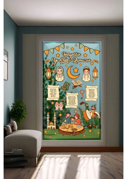 Ramazan Ayı Temalı Cam Duvar Dolap Süsleri Hoşgeldin Ramazan Sticker Seti fiyatları