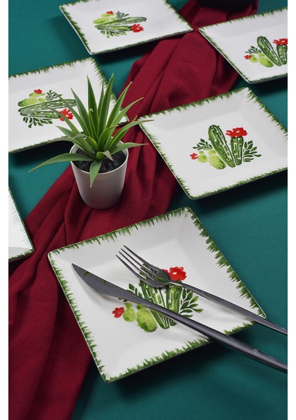 6'lı Special Handmade Desen Tatlı Tabak Seti Sunum Servis Tabakları Pasta Set 15 cm