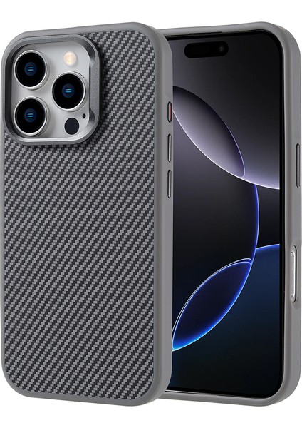 Apple iPhone 16 Pro Max Uyumlu Kılıf Karbon Fiber Özellikli Magsafe Destekli Kamera Korumalı Kapak