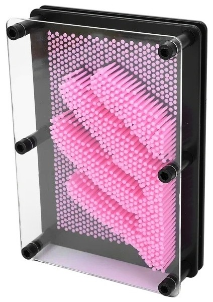 Küçük Boy 13X10 cm Pembe Pin Art Vıp Pink 3-Dimensional Pin Sculpture Pembe Pinart 3D Çivi Sanatı