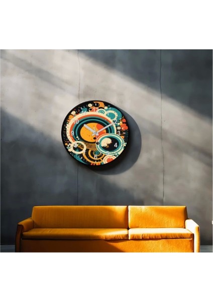 - Dekoratif 3D Baskı Geometrik Desen Yuvarlak Duvar Saati -99