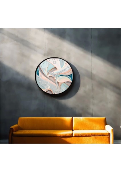 - Dekoratif 3D Baskı Geometrik Desen Yuvarlak Duvar Saati -130