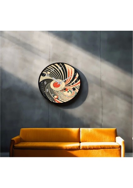 - Dekoratif 3D Baskı Geometrik Desen Yuvarlak Duvar Saati -75