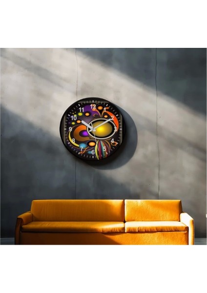 - Dekoratif 3D Baskı Geometrik Desen Yuvarlak Duvar Saati -37