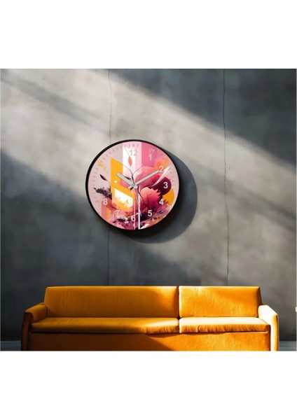 - Dekoratif 3D Baskı Geometrik Desen Yuvarlak Duvar Saati -138