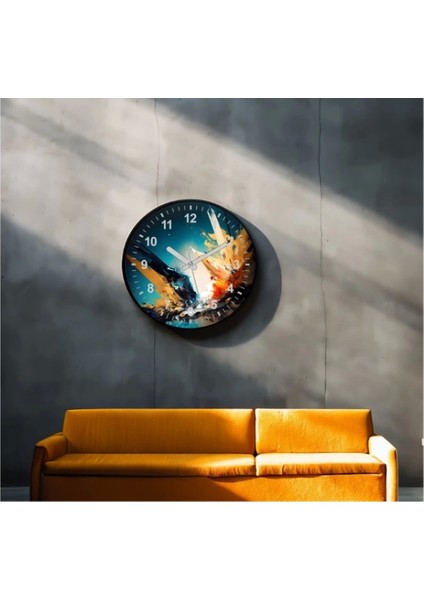 - Dekoratif 3D Baskı Geometrik Desen Yuvarlak Duvar Saati -103