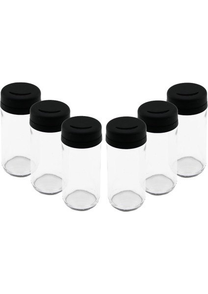 6 Pcs Cam - 225ML Baharatlık - Tuzluk Plastik Kapak (4767) - MCT3422-9399