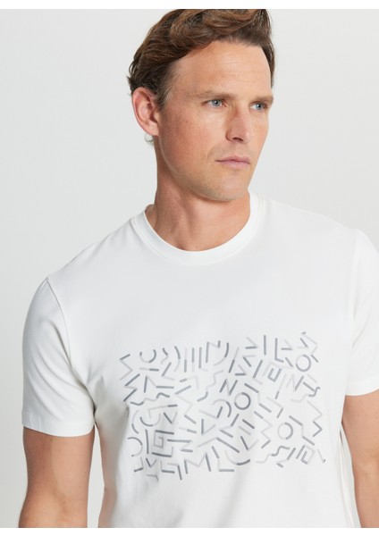 Bisiklet Yaka Baskılı Ekru Erkek T-Shirt ACE091252412_EKR fırsatları