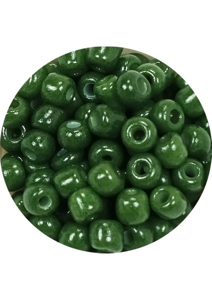Dökme Cam Kum Boncuk Büyük Boy (6/0) 4 mm - 20 Gram - Koyu Yeşil - BNC076