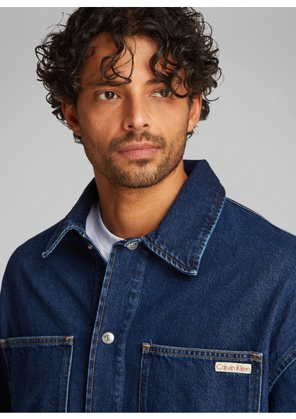 Erkek Denim Ceket J30J3265511BJ Relaxed Shırt Jacket modelleri