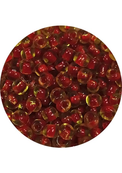 Dökme Cam Kum Boncuk (8/0) 3 mm - 60 Gram - Şeffaf Sarı Kırmızı - BNC216