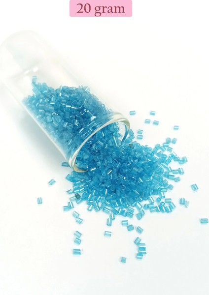Kesme Cam Boncuk 2mm - 20 Gram - Şeffaf Turguaz -BNC349