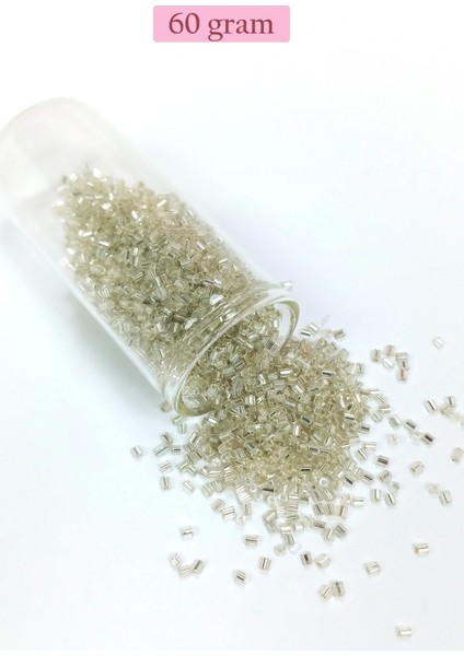 Kesme Cam Boncuk 2mm - 60 Gram - Şeffaf Gümüş - BNC378