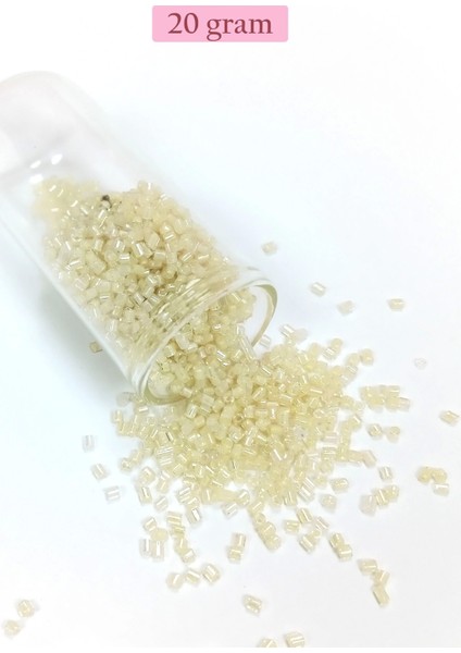 Kesme Cam Boncuk 2mm - 20 Gram - Şeffaf Krem -BNC339
