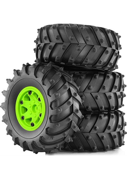 4 Adet 128MM 1/10- Beadlock Jant Lastik Seti Yeşil (Yurt Dışından)