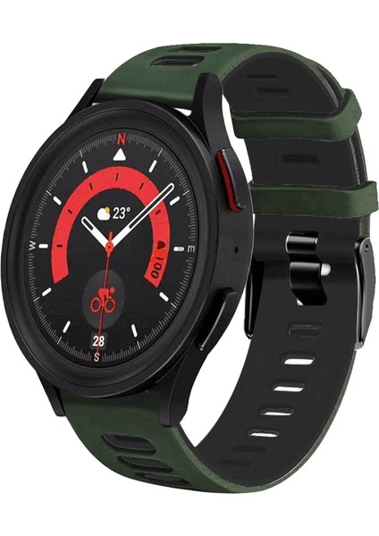 Samsung Galaxy Watch 5 44MM Amygreen+Siyah Için Silikon Watch Band (Yurt Dışından)